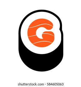 Sushi font, letter G, vector.
