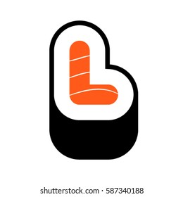 Sushi font, letter L, vector.