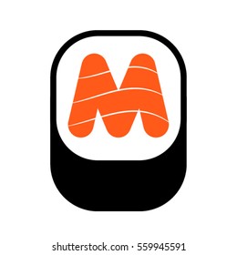 Sushi font, letter M, vector.