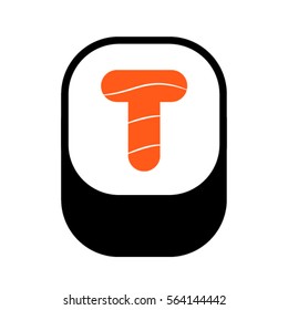 Sushi font, letter T, vector.