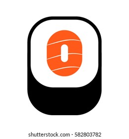 Sushi font, number 0, vector.
