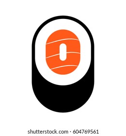 Sushi font, number 0, vector.