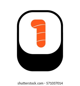 Sushi font, number 1, vector.