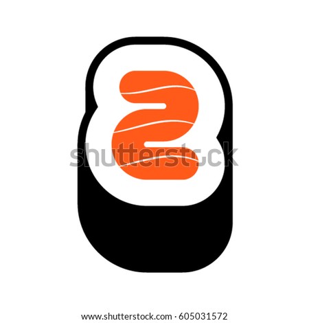 Sushi font, number 2, vector.
