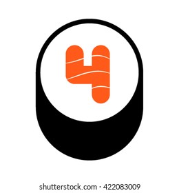 Sushi font, number 4, vector.