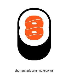 Sushi font, number 8, vector.