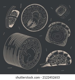 sushi food black background design