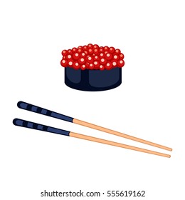 Sushi food and chopsticks vector illustration.