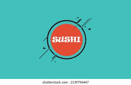 Sushi food circle monogram vector logo template