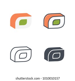 Sushi food flat line sihlouette