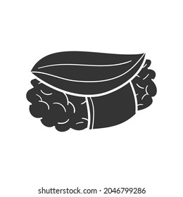 Sushi Food Icon Silhouette Illustration. Japanese Restaurant Vector Graphic Pictogram Symbol Clip Art. Doodle Sketch Black Sign.