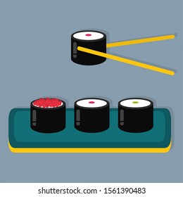 sushi food isolated vector illustration in flat style