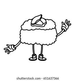 sushi food japanese cartoon character outline