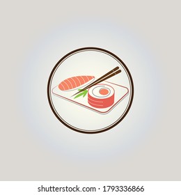 Sushi food logo design template .