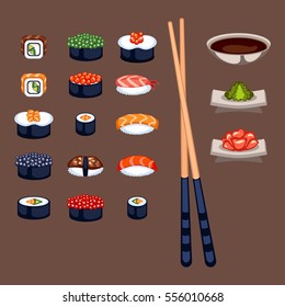 Sushi food vector illustration.