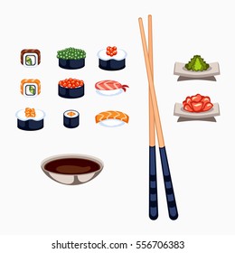 Sushi food vector illustration.