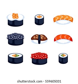 Sushi food vector illustration.