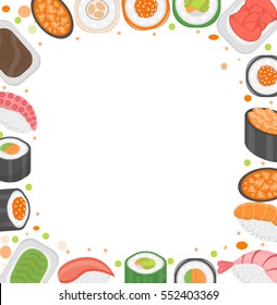 Sushi Frame Template Space Text Japanese Stock Vector (Royalty Free ...