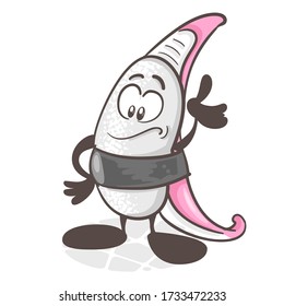 Sushi. A funny cartoon character. Asian cuisine. Vector illustration isolated on white background