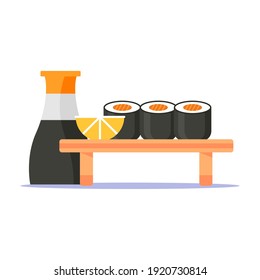 Sushi gang vector illustration. Japanese food sushi vector. Flat design icon ready to use for website, mobile app, presentation and any other projects.