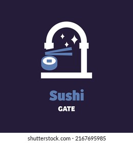 Sushi with gate, logo design vector symbol icon illustration creative idea
