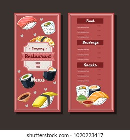 sushi hand drawn menu template