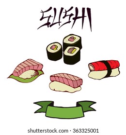 Sushi. Hand drawn vector illustration
