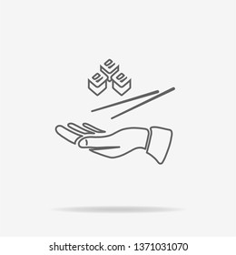 Sushi and hand icon. Vector concept illustration for design.