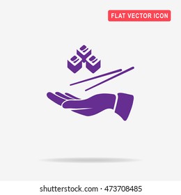 Sushi and hand icon. Vector concept illustration for design.