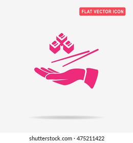 Sushi and hand icon. Vector concept illustration for design.