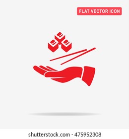 Sushi and hand icon. Vector concept illustration for design.