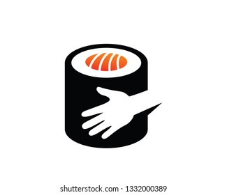 Sushi and Hand Logo Template, Icon, Symbol - Vector