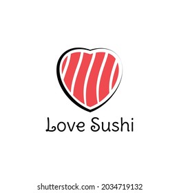diseño de logotipo de sushi con forma de corazón