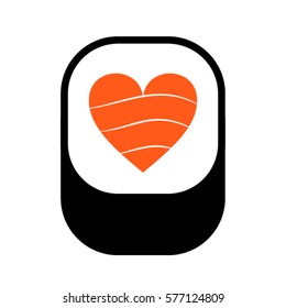 Sushi heart, vector.