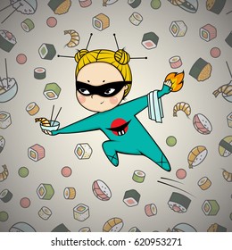Sushi hero chef of japanese cuisine
