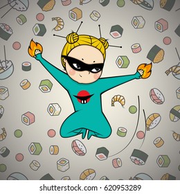 Sushi hero chef of japanese cuisine