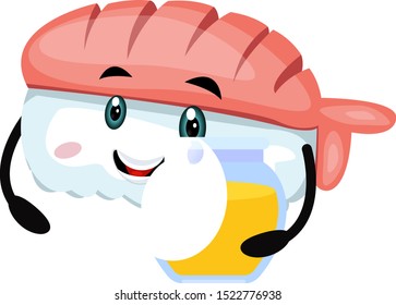 Sushi with honey, illustration, vector on white background.