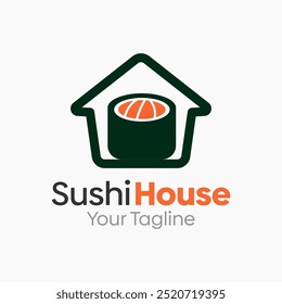 Sushi Casa Modelo de design de logotipo. Bom para negócios, agência, comunidade e organização