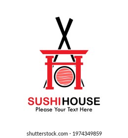 Sushi house logo template illustration