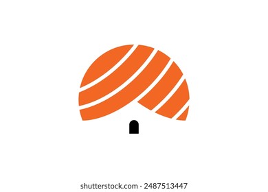 Sushi House Logo. This logo is a combination of sushi and a door representing home in a negative space with simplicity.