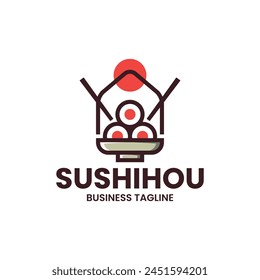 sushi house vector logo design