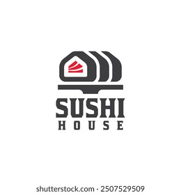 sushi house vector logo design