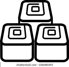 Sushi icon in the amount of three pieces, top view for sites or applications.