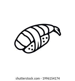 Sushi icon. Black line vector isolated icon on white background. Best for menus of restaurants, cafes, bars and food courts.