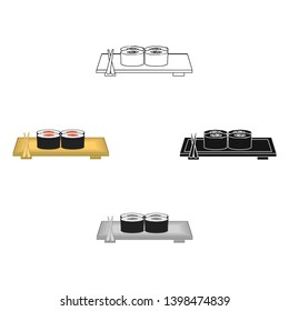 Sushi icon in cartoon,black style isolated on white background. Japan symbol stock vector illustration.