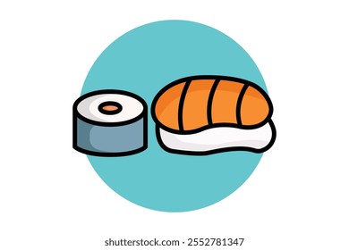 Sushi icon. colored outline icon style. icon related to meal. meal elements vector illustration