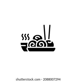 sushi icon designed in solid black style and glyph style in food and drink icon category