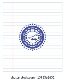sushi icon draw with pen effect. Blue ink. Vector Illustration. Detailed.