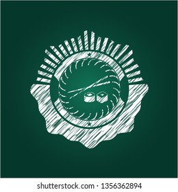 sushi icon drawn with chalkboard texture