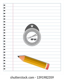 sushi icon drawn with pencil strokes. Vector Illustration. Detailed.